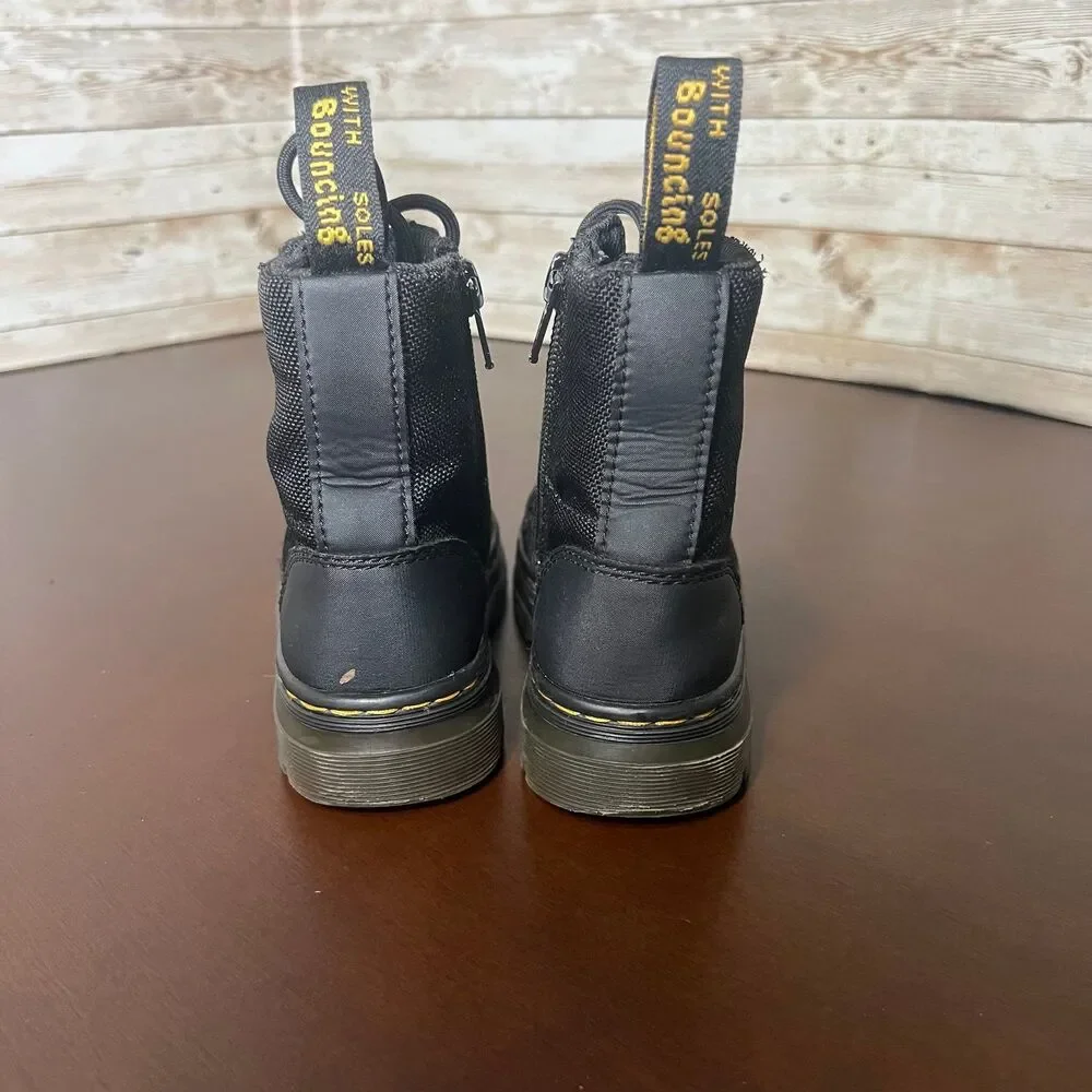 Dr. Martens‎ - Combs Poly Casual Boots-Black Canvas/ Yellow Stitching kids 11